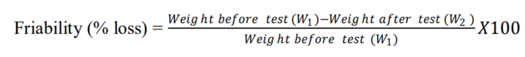 friability test formula